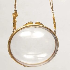 Vintage (80's) Rare Judith Leiber Gold Metal and Clear Lucite Egg Evening Bag